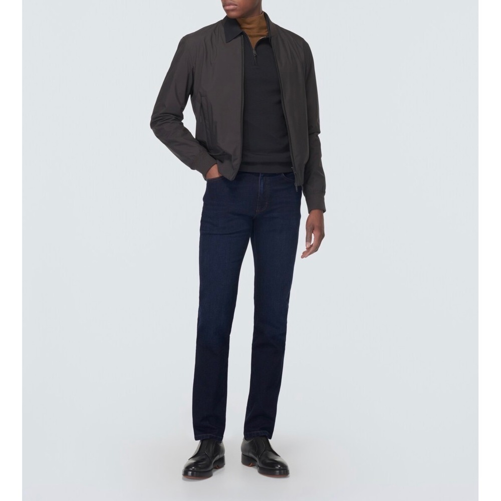 Zegna Roccia Slim Fit Indigo Blue Denim Jeans Mens 42 Made in Italy